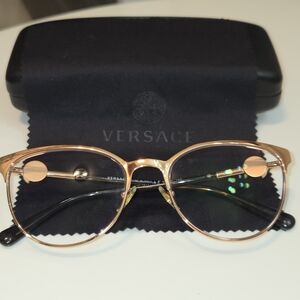 Versace VE 1271 Pink Gold Cat Eye Eyeglasses 54-18 Italy
